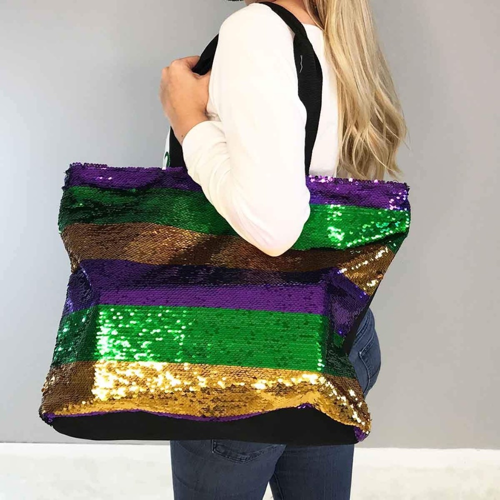 MARDI GRAS SEQUIN LARGE TOTE